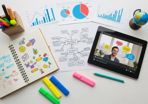 Visual learner with charts, diagrams, and digital tools