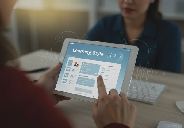 Person taking an online learning style quiz.