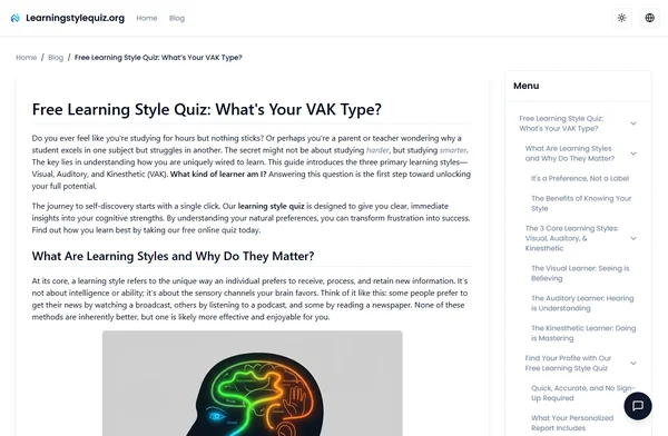اختبار مجاني لأنماط التعلم: ما هو نوع VAK الخاص بك؟