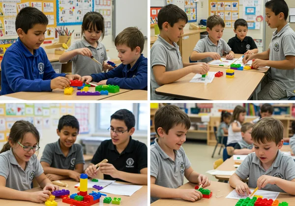 Diverse students engaged in hands-on classroom activities.
