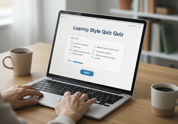 A user interacting with an online learning style quiz.